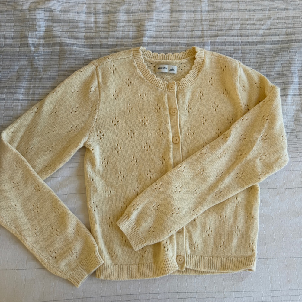 Hollister Knit Pointelle Crewneck Cardigan